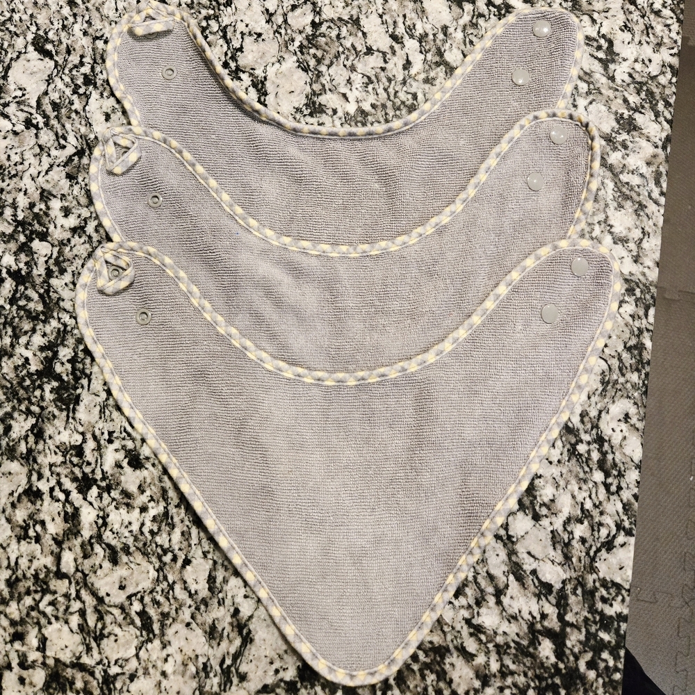 Norwex Baby Bibs Set of 3, Microfiber in Graphite/Gingham, 0-24m